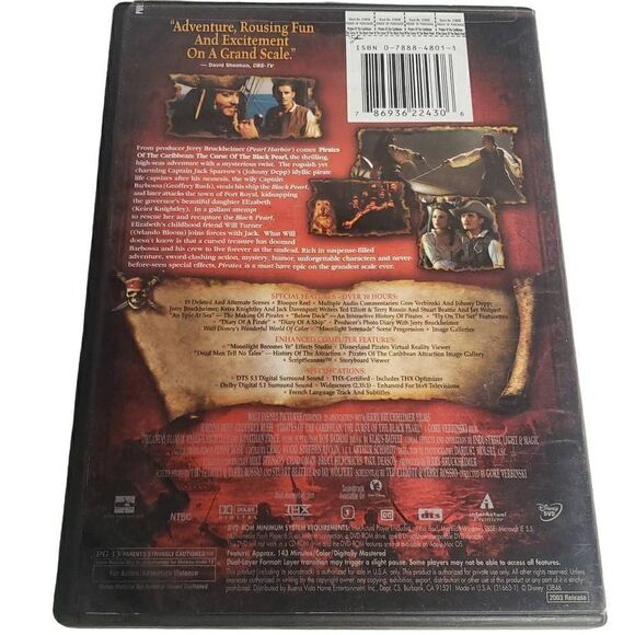 Pirates of the Carribean Curse of the Black Pearl DVD - Picture 3 of 7